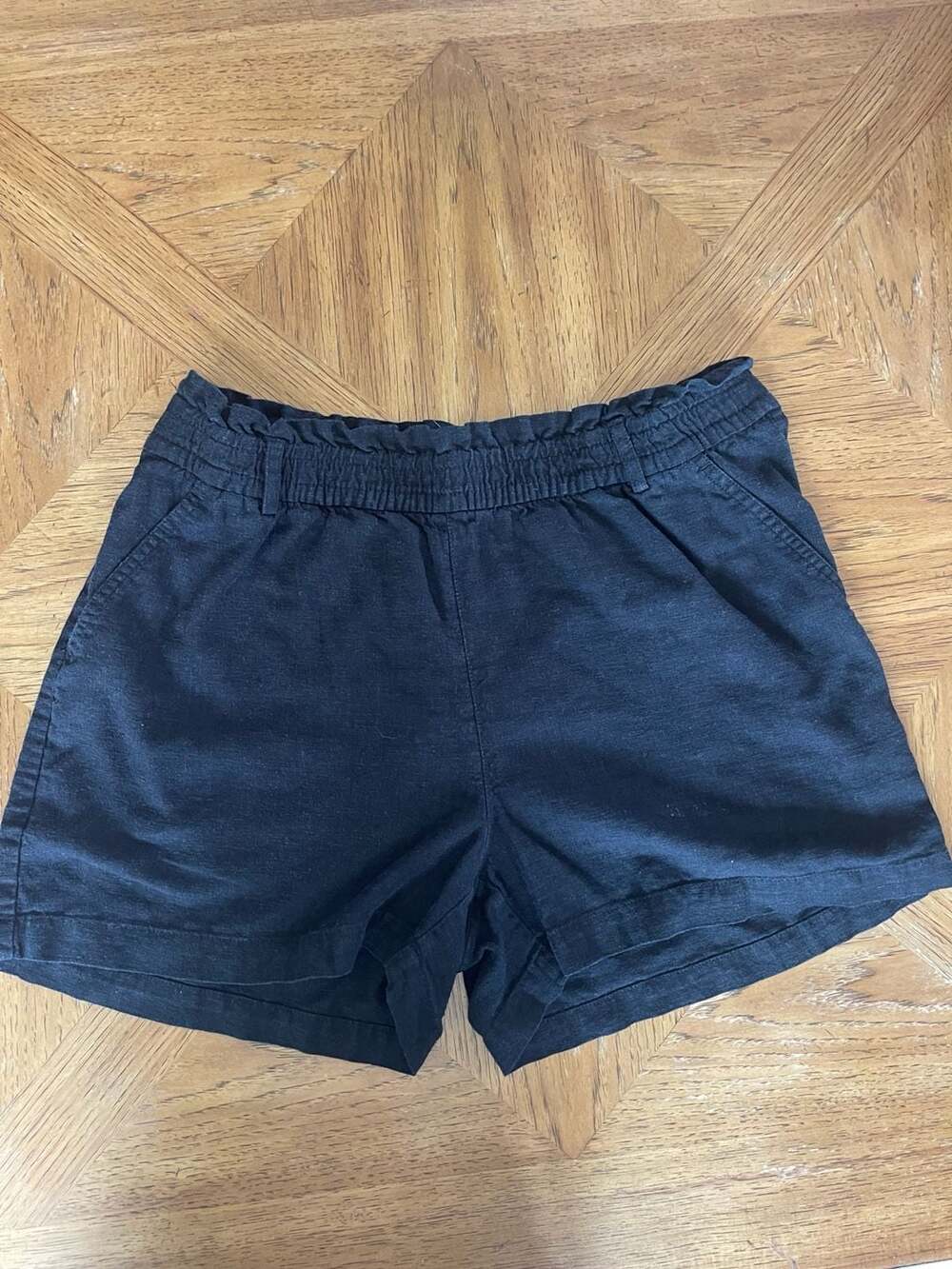 J.Crew Linen-Blend Paperbag Waist Seaside Shorts Black Size M preppy old money